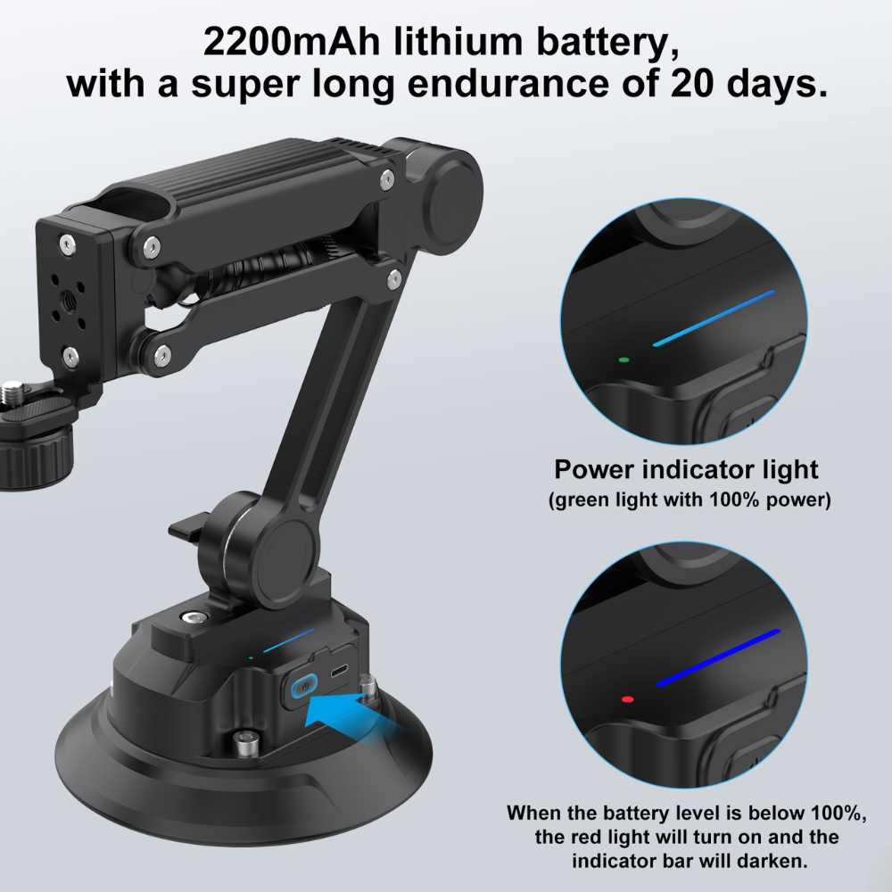 z spring shock absorber arm mount for stable camera footage