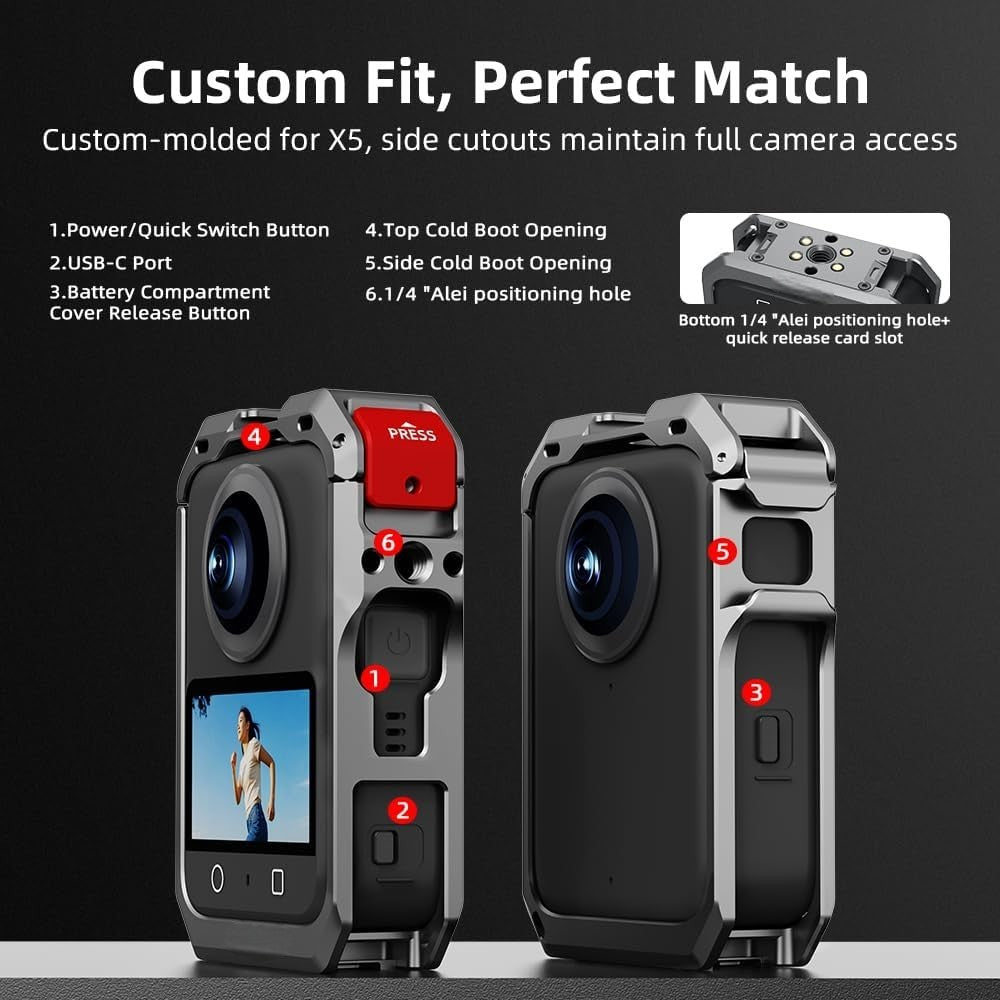 Yantralay Metal Camera Cage with Lens Protector for DJI Osmo Action 360