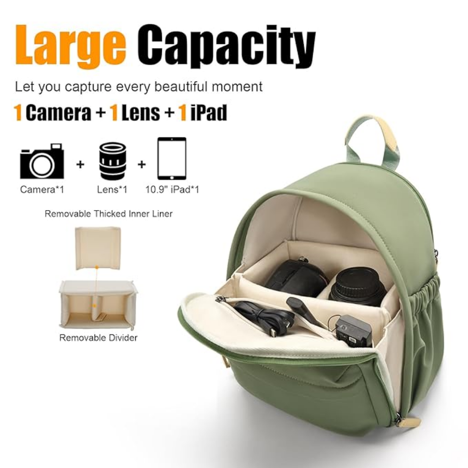 Removable padded dividers in DSLR camera gear bag