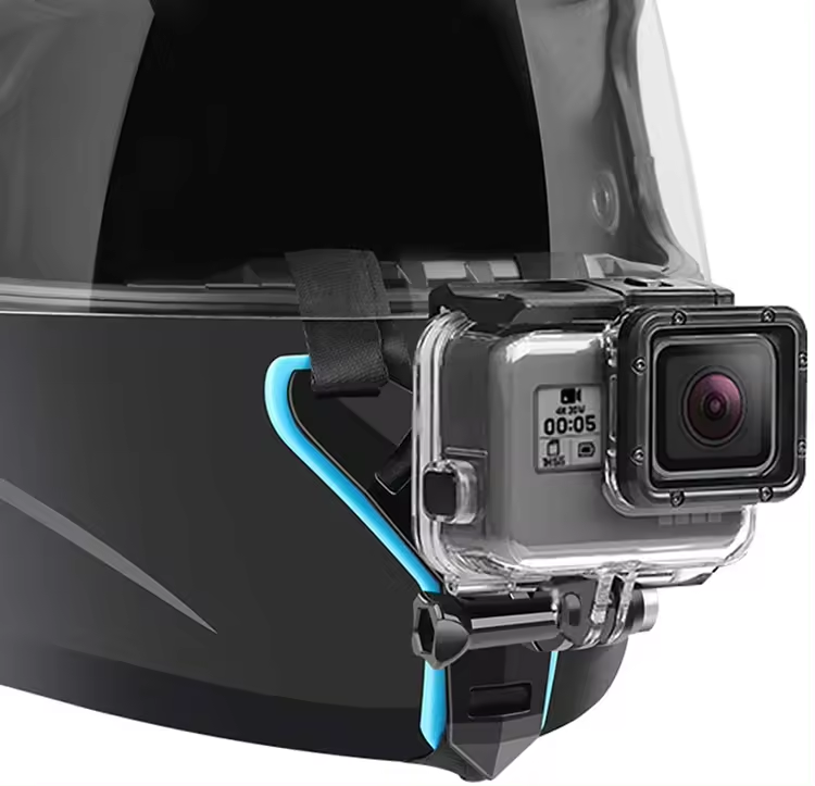 Motorcycle helmet chin strap mount kit for GoPro and Insta360 cameras