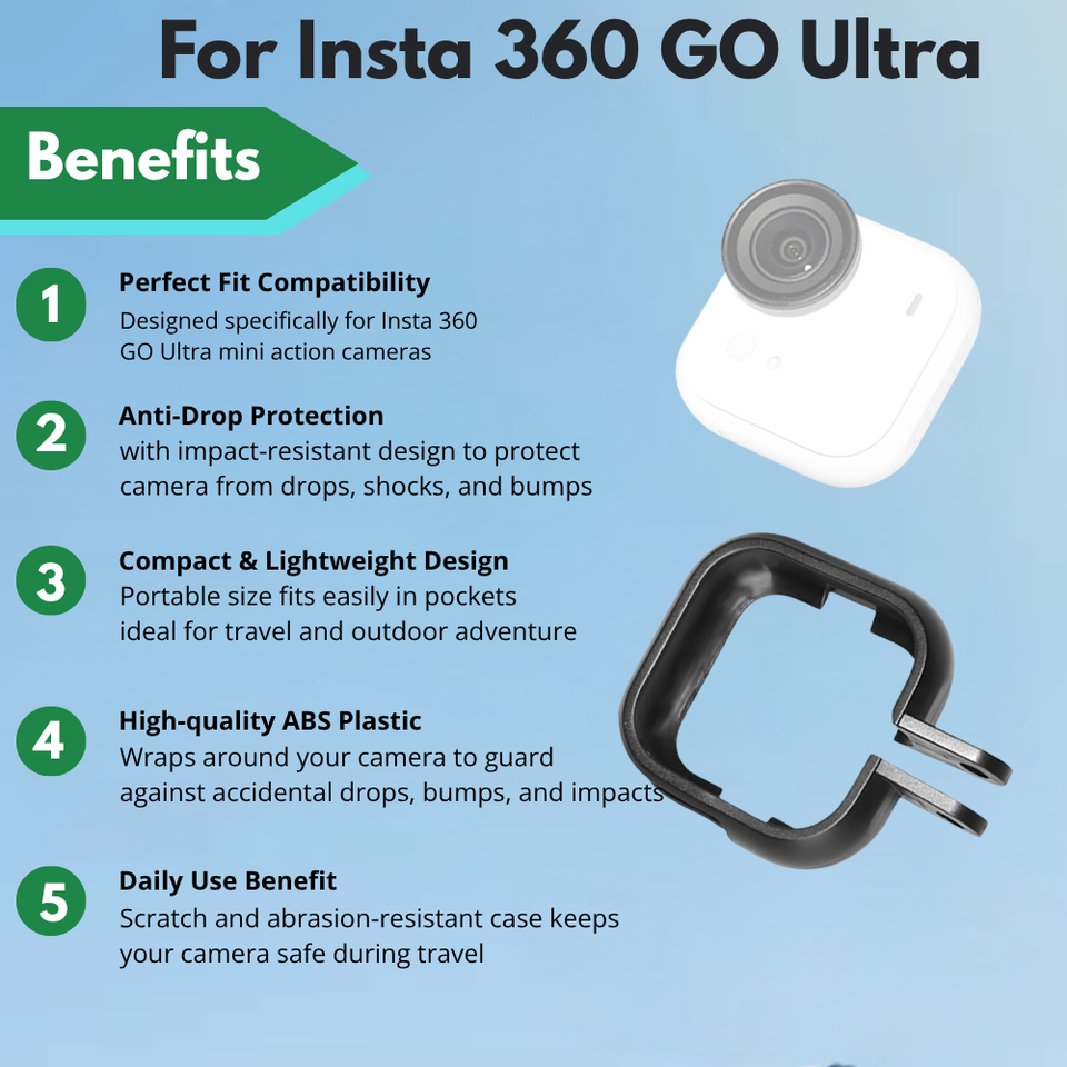 Secure Insta360 GO Ultra frame for outdoor and sports shooting