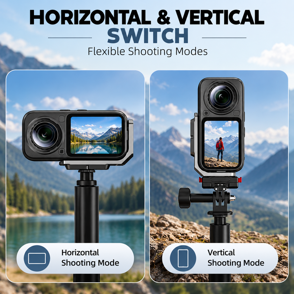 Insta 360 X6 Horizontal Vertical Shooting Mount