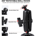 Vacuum camera mount with double ball head for smooth surfaces
