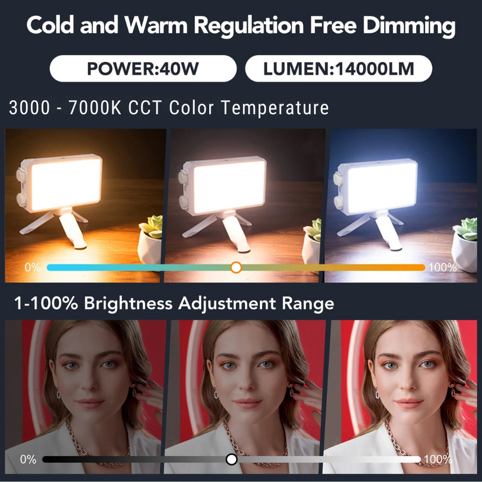 Compact rechargeable LED fill light with Type-C charging port