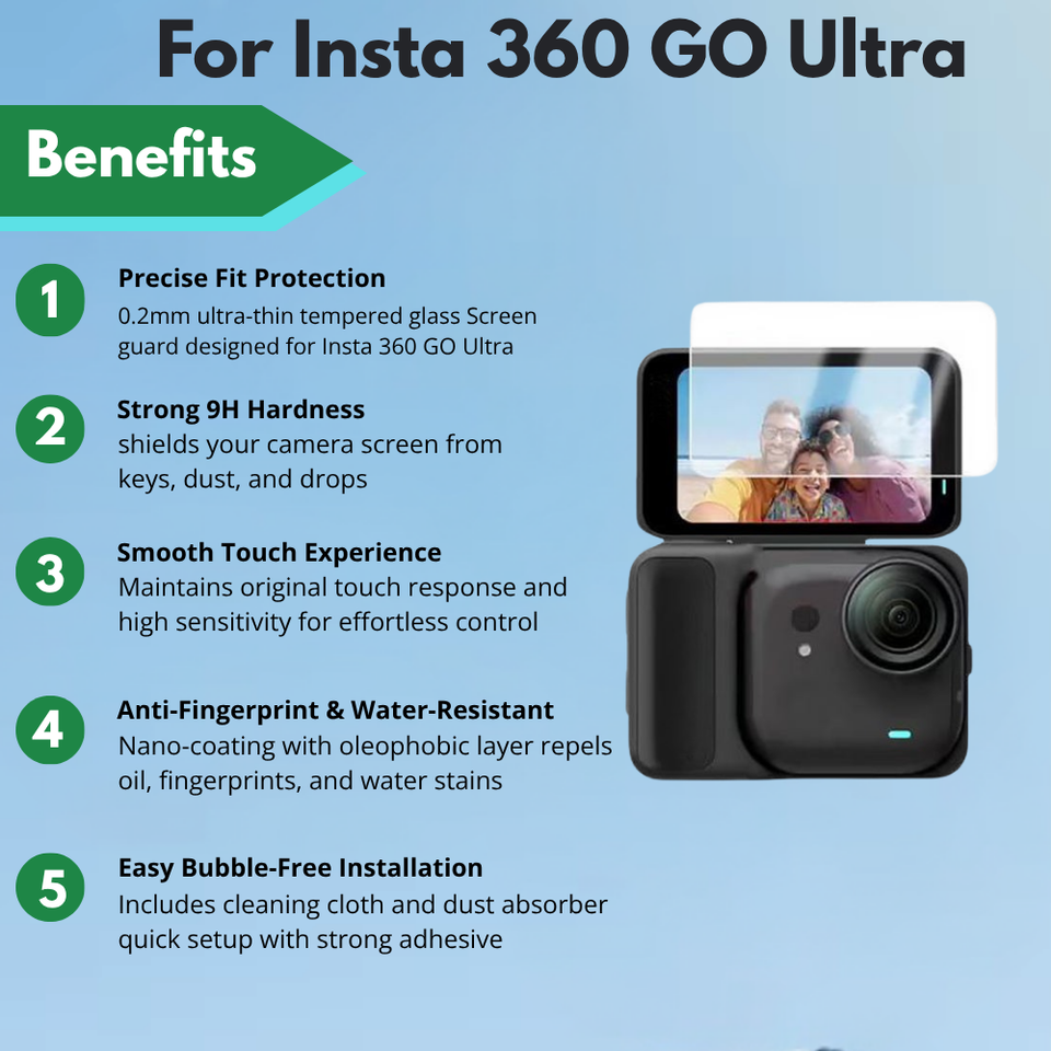 Ultra-thin 0.2mm tempered glass for Insta360 GO Ultra display