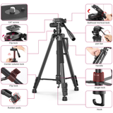 Adjustable aluminium tripod with monopod mode and quick release