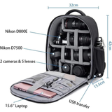 large camera bag with 14 inch laptop compartment and tripod holder