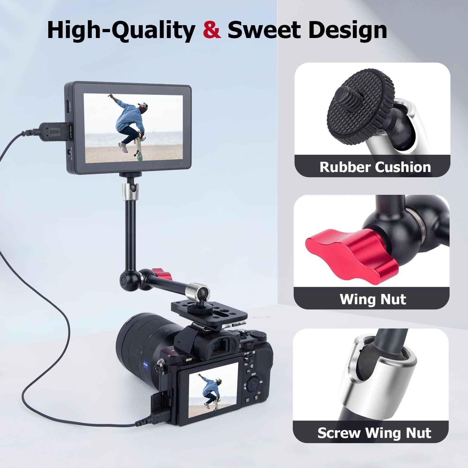 Adjustable articulating magic arm for DSLR and video shooting