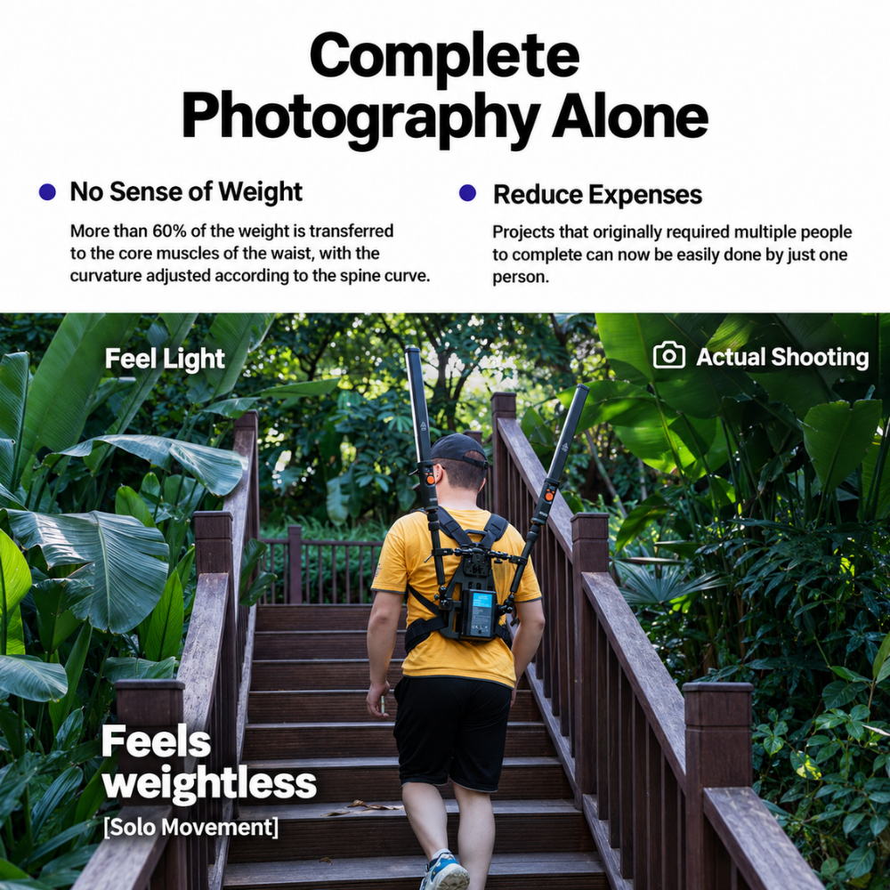 Photography Lighting Backpack Rig with V-Mount Battery Plate