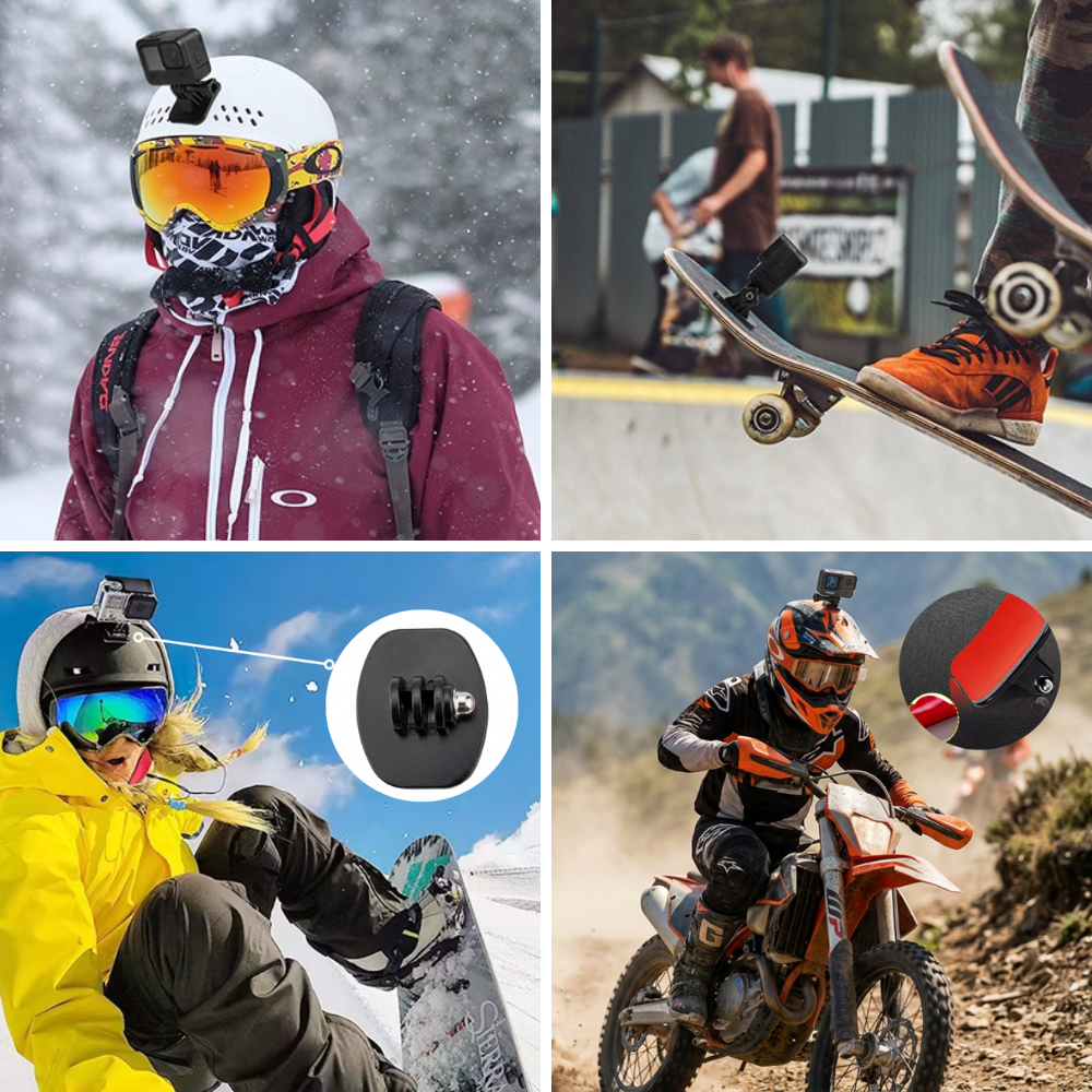 action camera adhesive mount kit for helmet bike use
