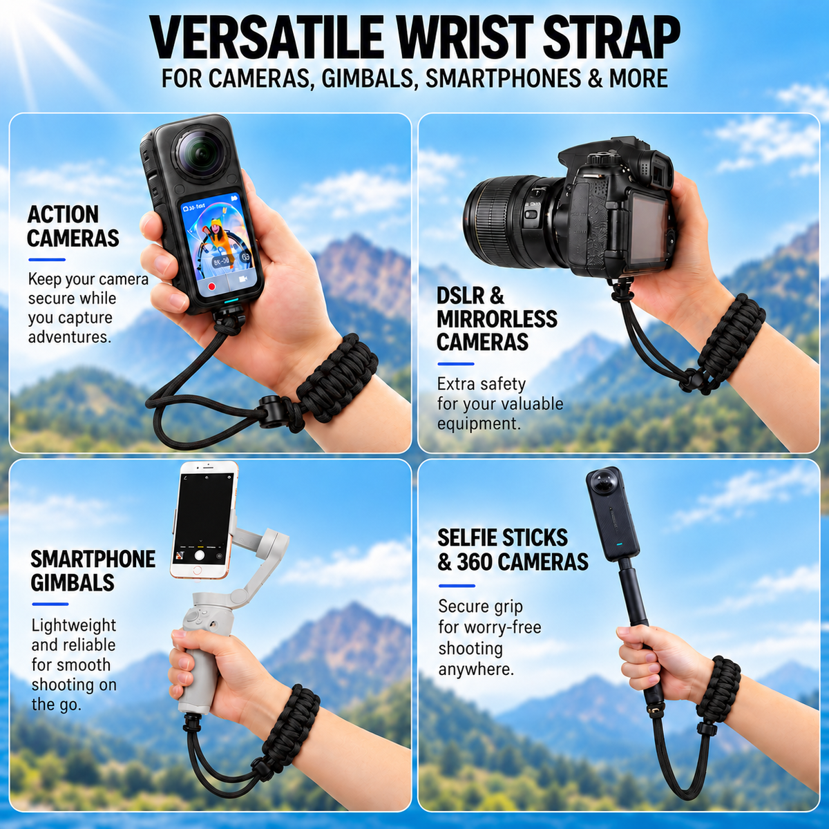 Camera Wrist Strap For DJI Pocket 4Pro, Insta360 Luna Ultra With Universal 1/4-inch Thread
