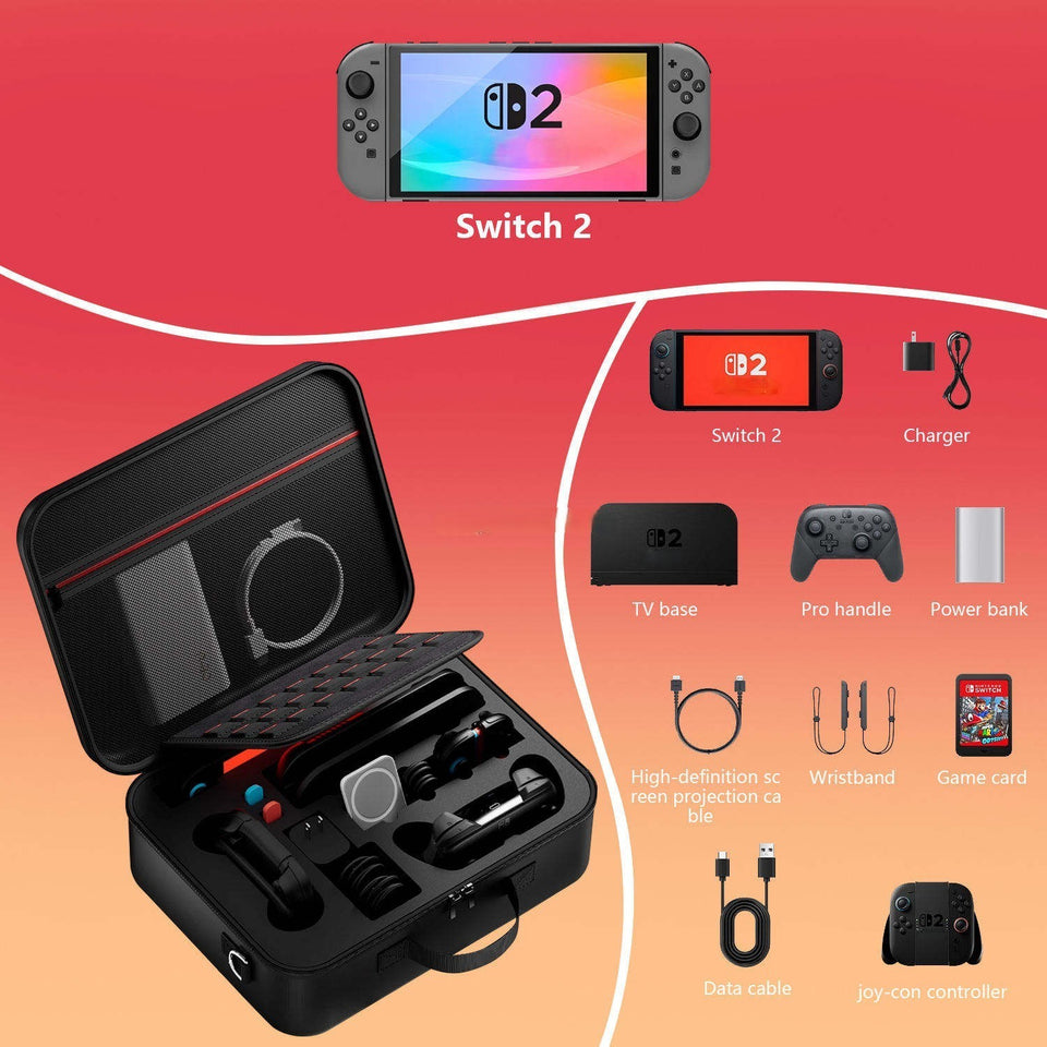 Nintendo Switch 2 dock and controller storage bag for travel