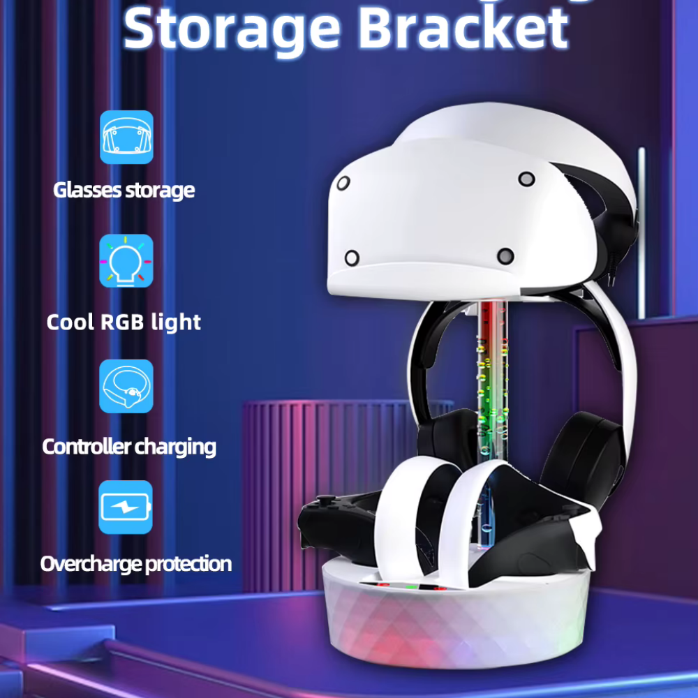 PS VR2 charging station with headphone holder RGB light