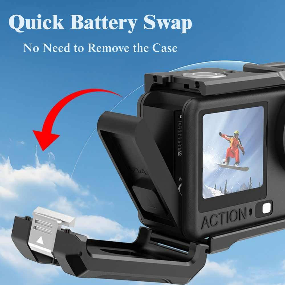 action camera cage with cold shoe mount