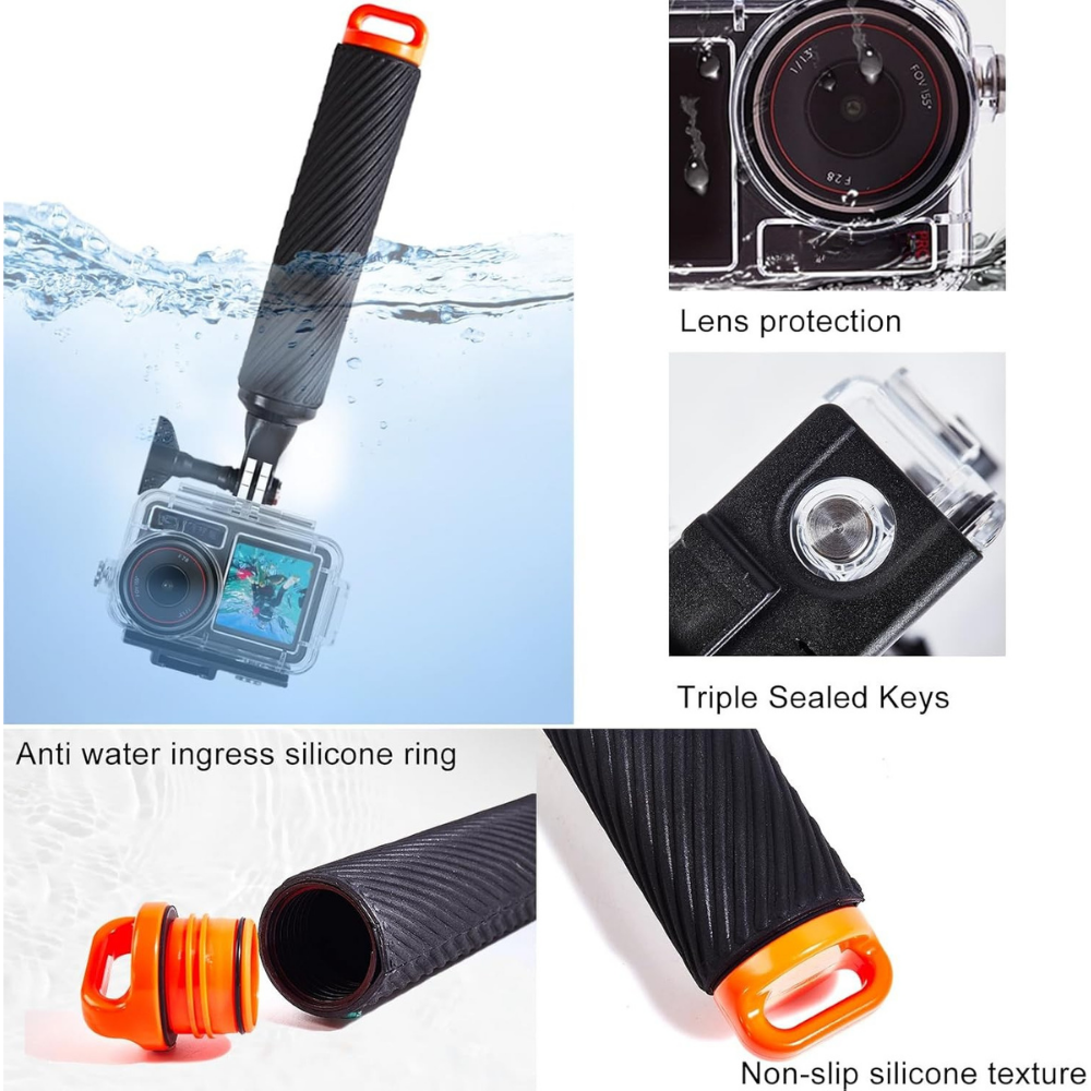 DJI Osmo Action 5 lens cap, screen guard, and frame mount set
