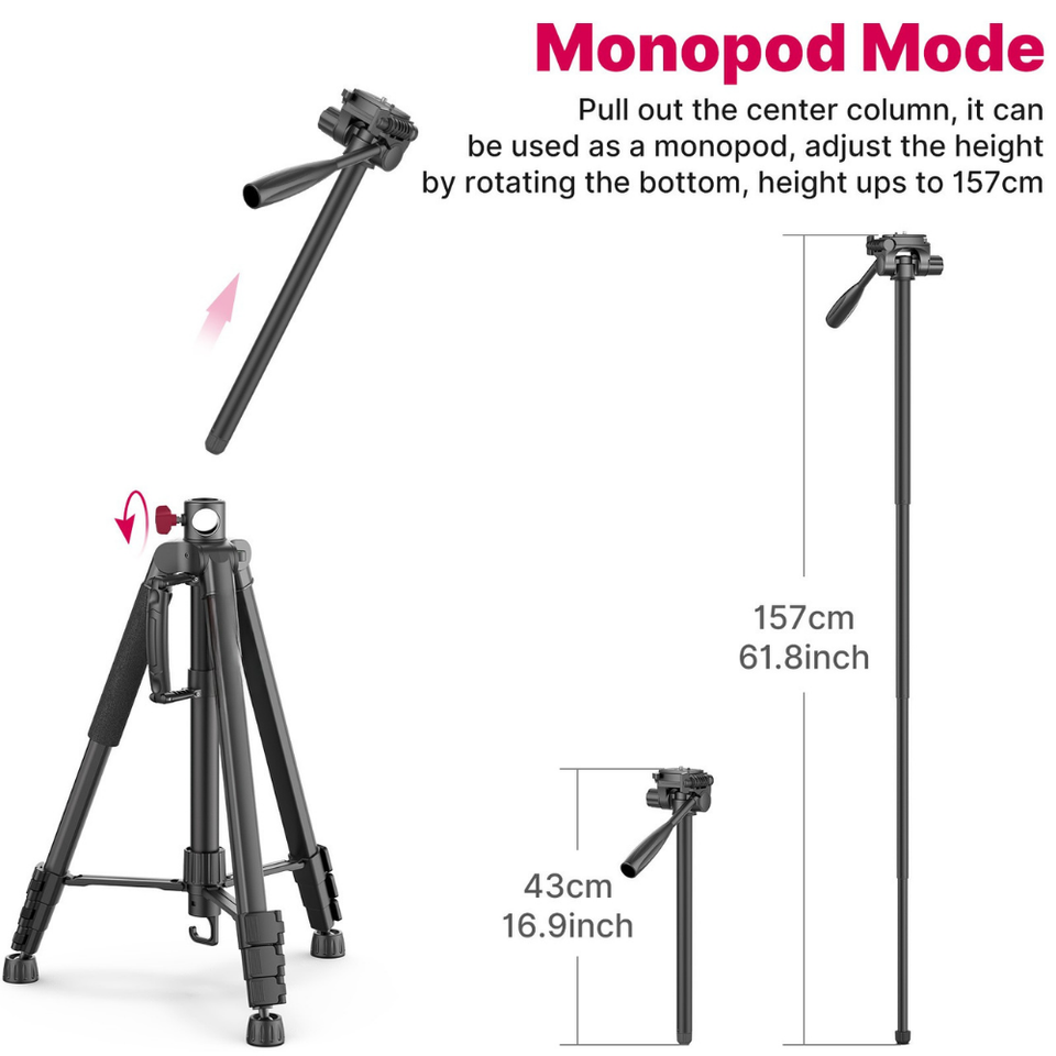 Professional portable tripod for photography and videography