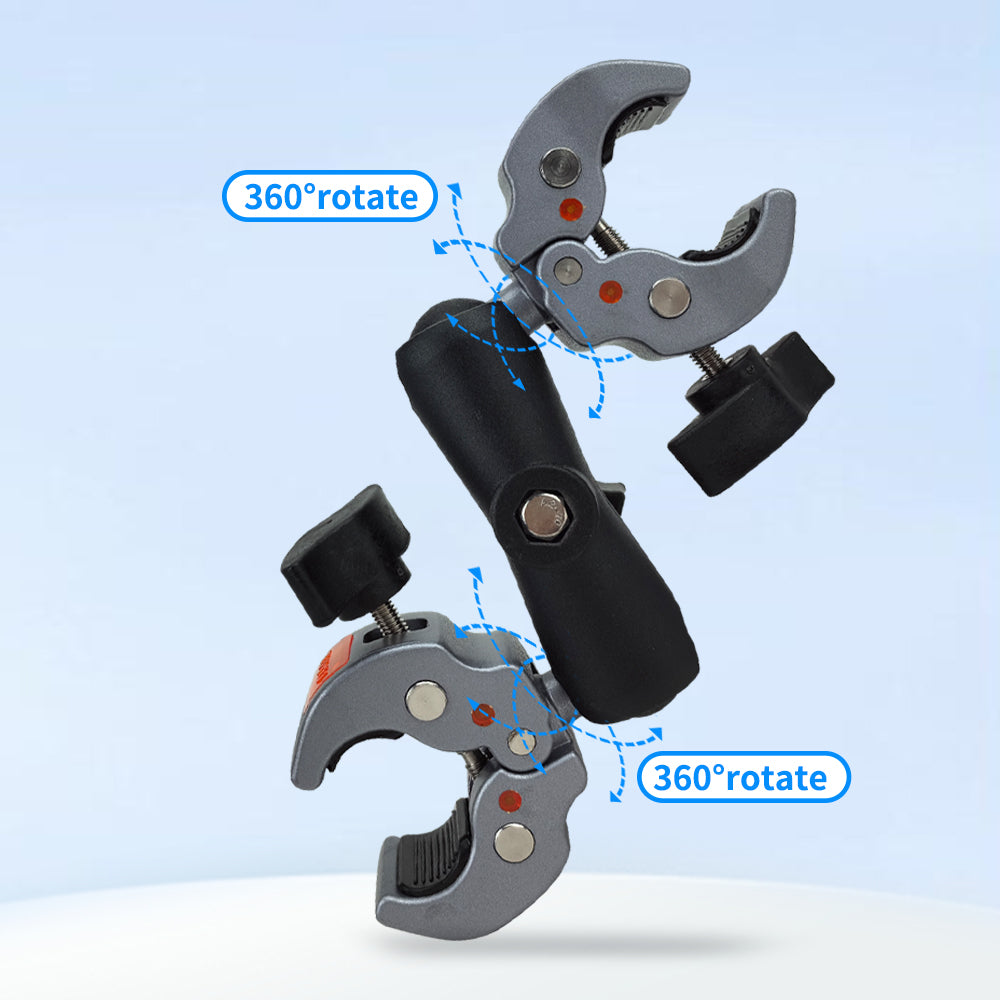 action camera mount, bike camera mount, handlebar camera mount, aluminium clamp mount, motorcycle camera mount, go pro handlebar mount, double clamp mount, double clamp bike mount, double clamp full aluminium mount