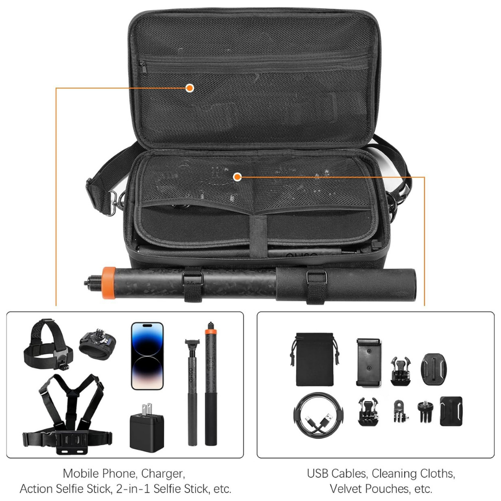 travel bag for dji osmo 360 batteries adapters selfie stick