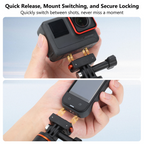 Action camera adapter with safety lock system