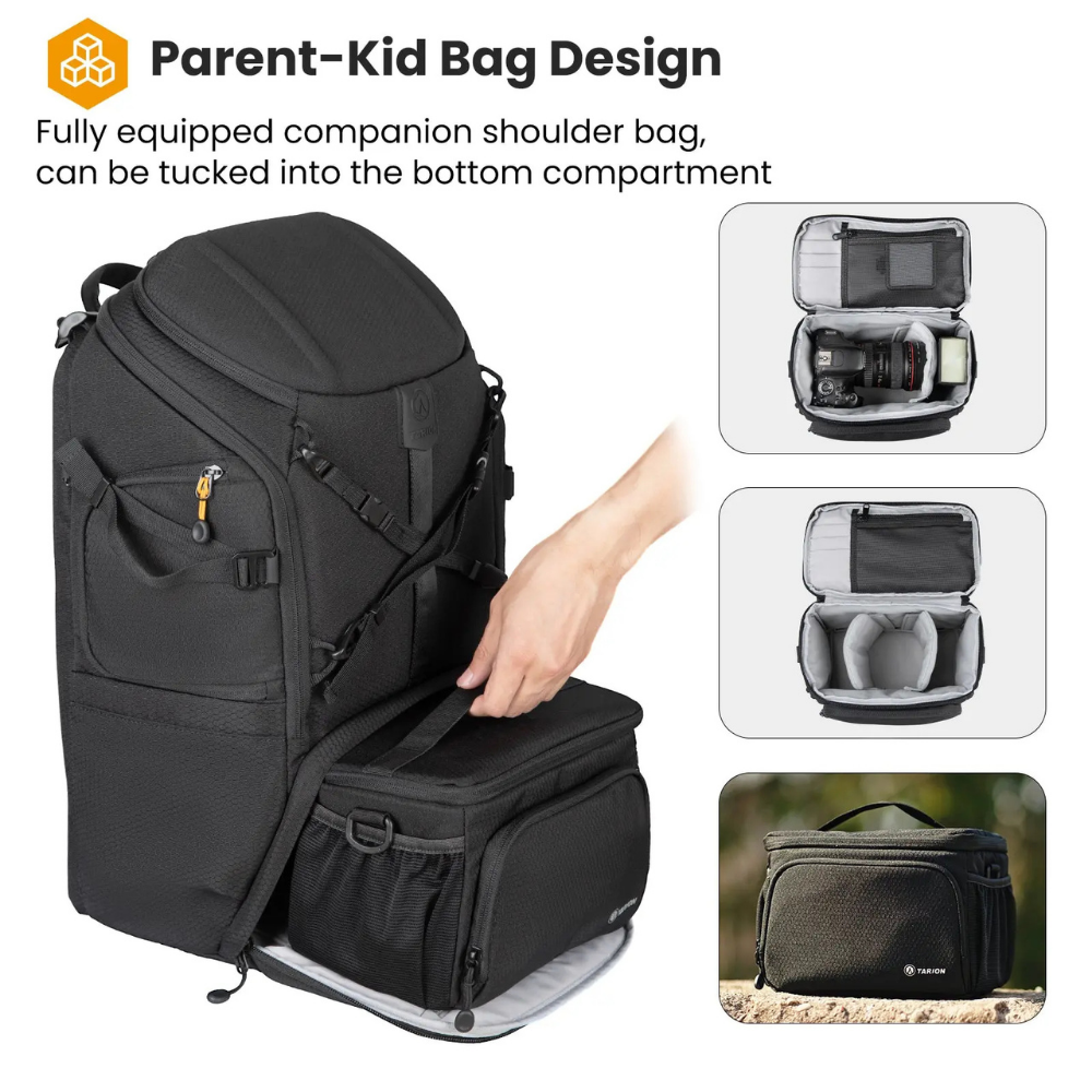 ergonomic camera bag with breathable straps and back support