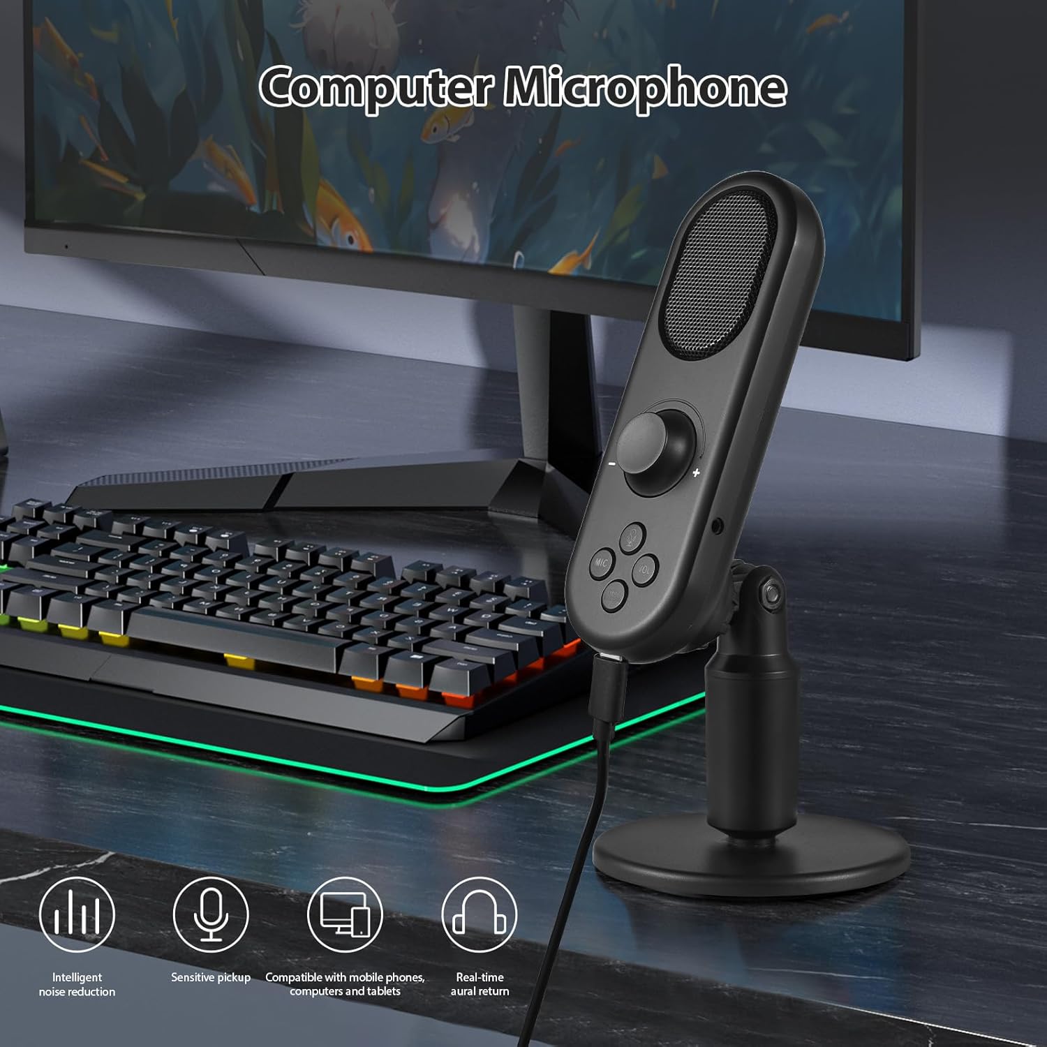 Desktop mic with stand for phones, tablets and computers