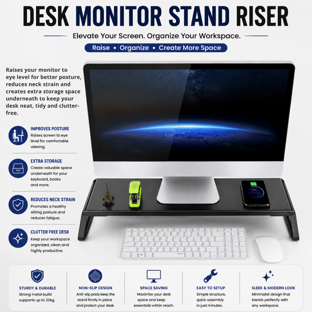 Desktop Monitor Stand with wide elevated platform