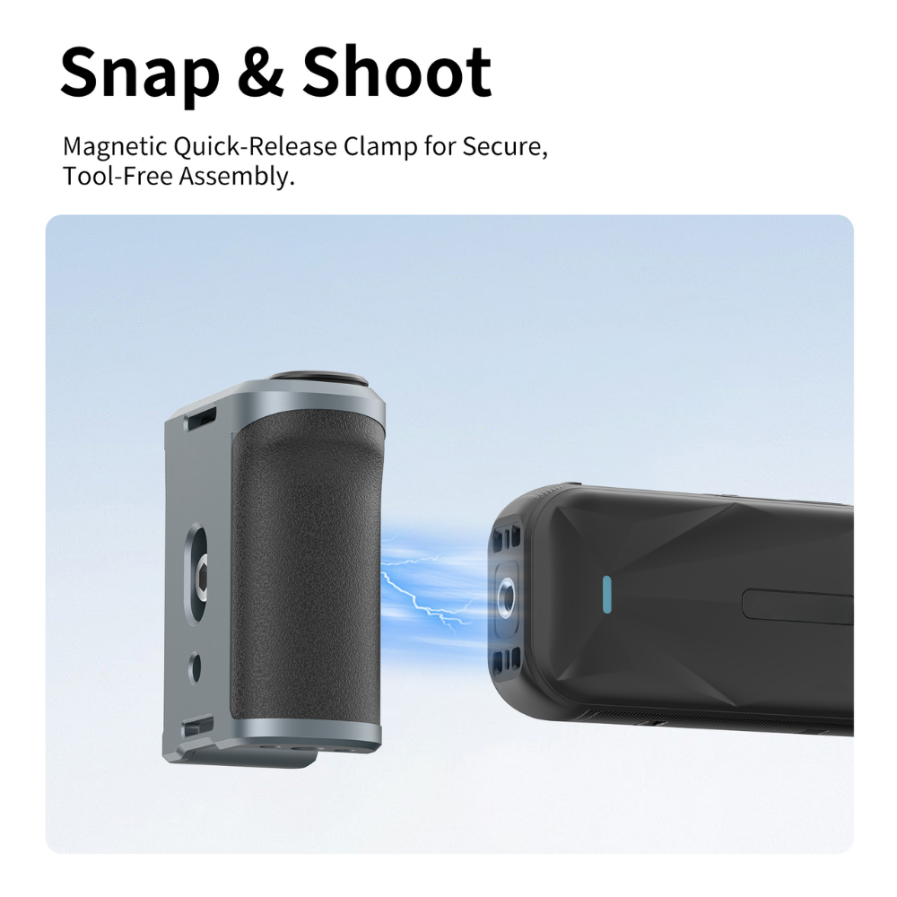 vlog shooting grip with quick release mount