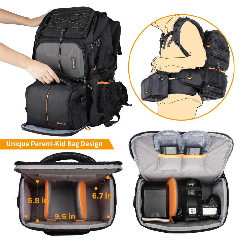 professional camera backpack with rain cover and tripod straps