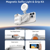 Phone grip and LED ring light kit compatible with iPhone and Android