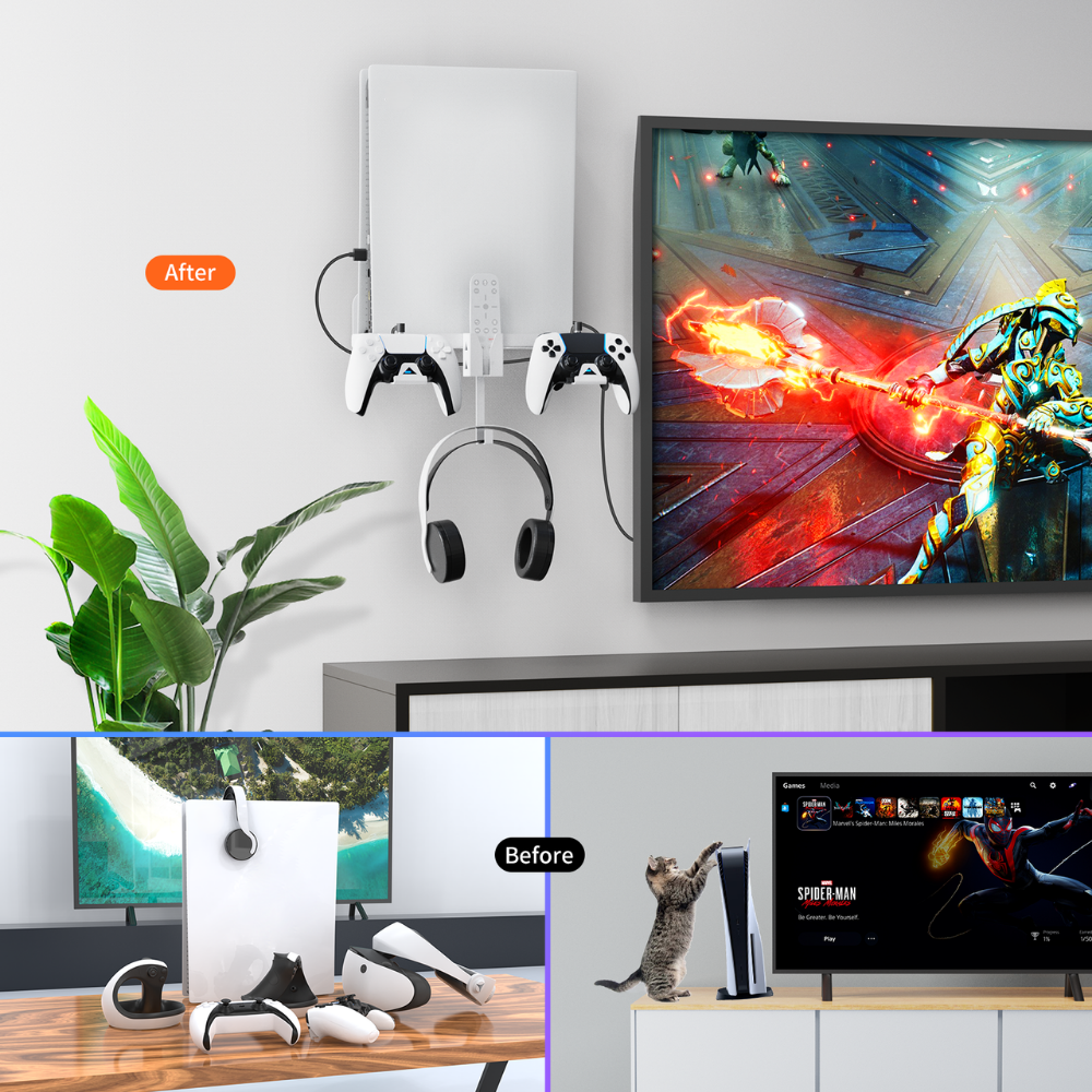 Gaming wall mount with controller storage