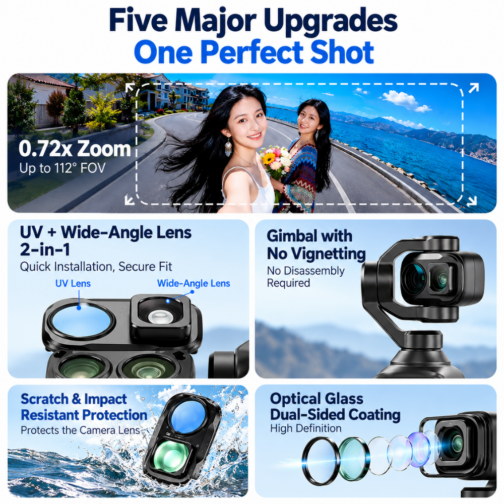 HD optical glass wide angle filter for Pocket 4 Pro