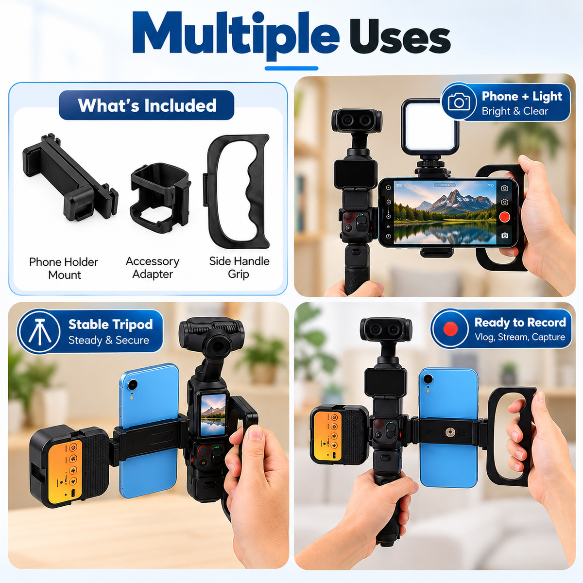 180 degree rotating smartphone clamp mount