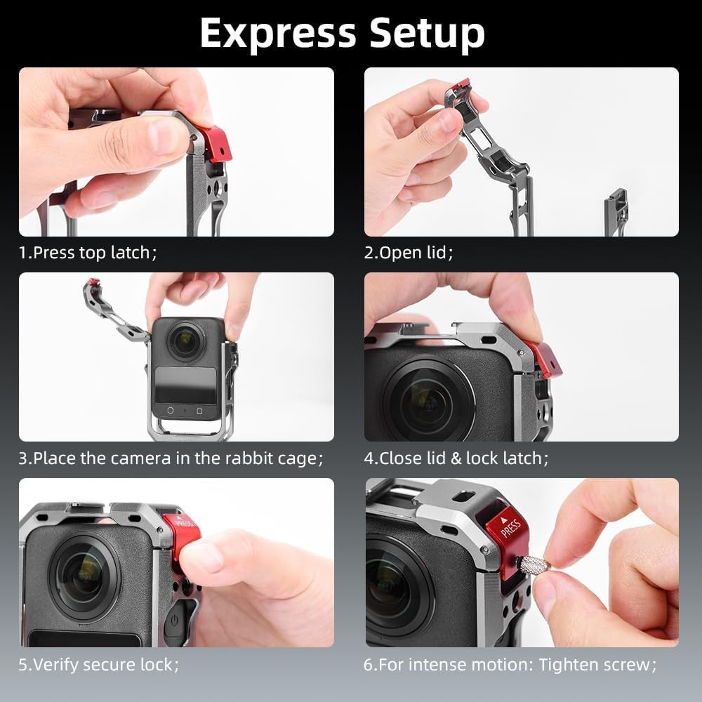 Yantralay Metal Camera Cage with Lens Protector for DJI Osmo Action 360