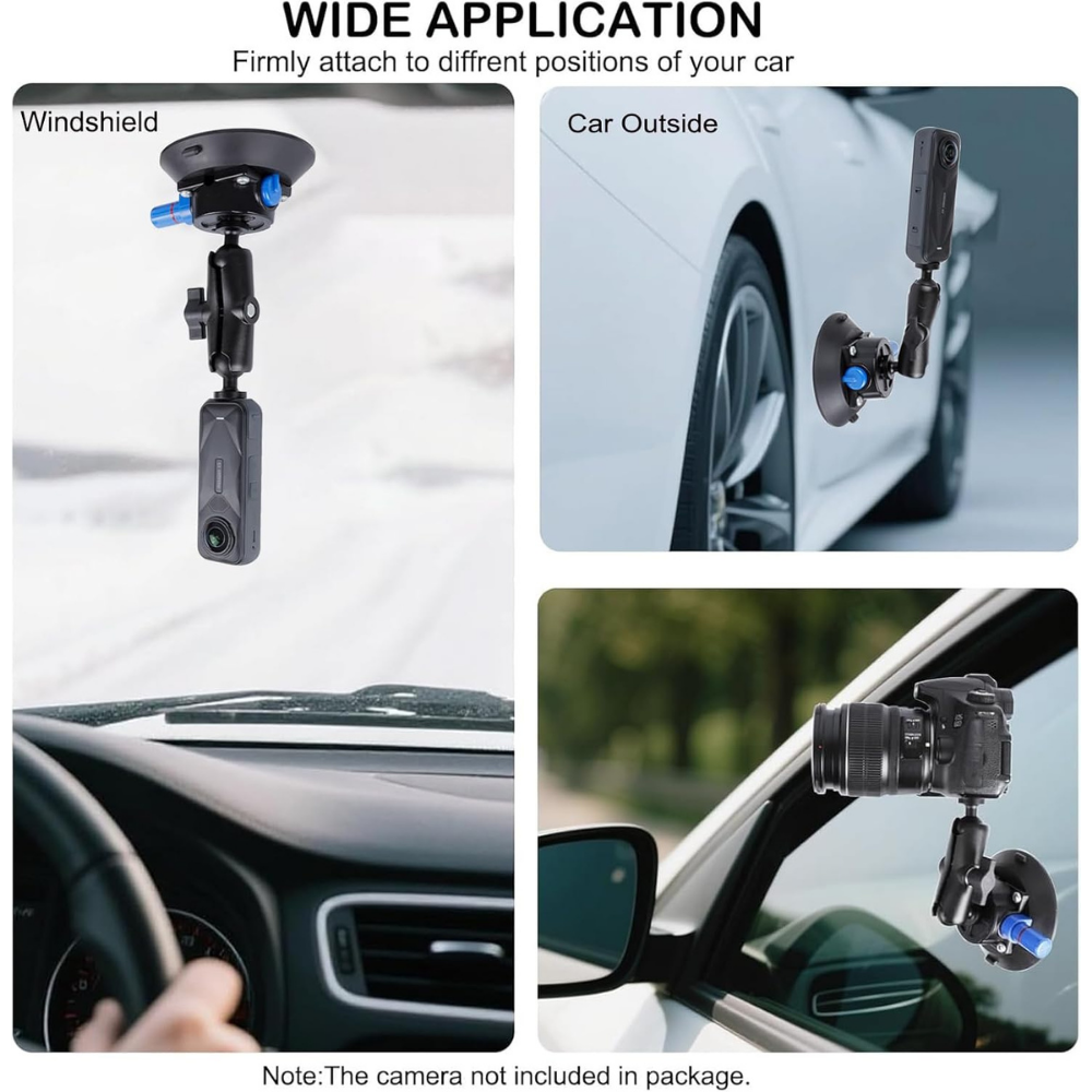 Strong suction cup mount for GoPro Hero and Insta360 X series