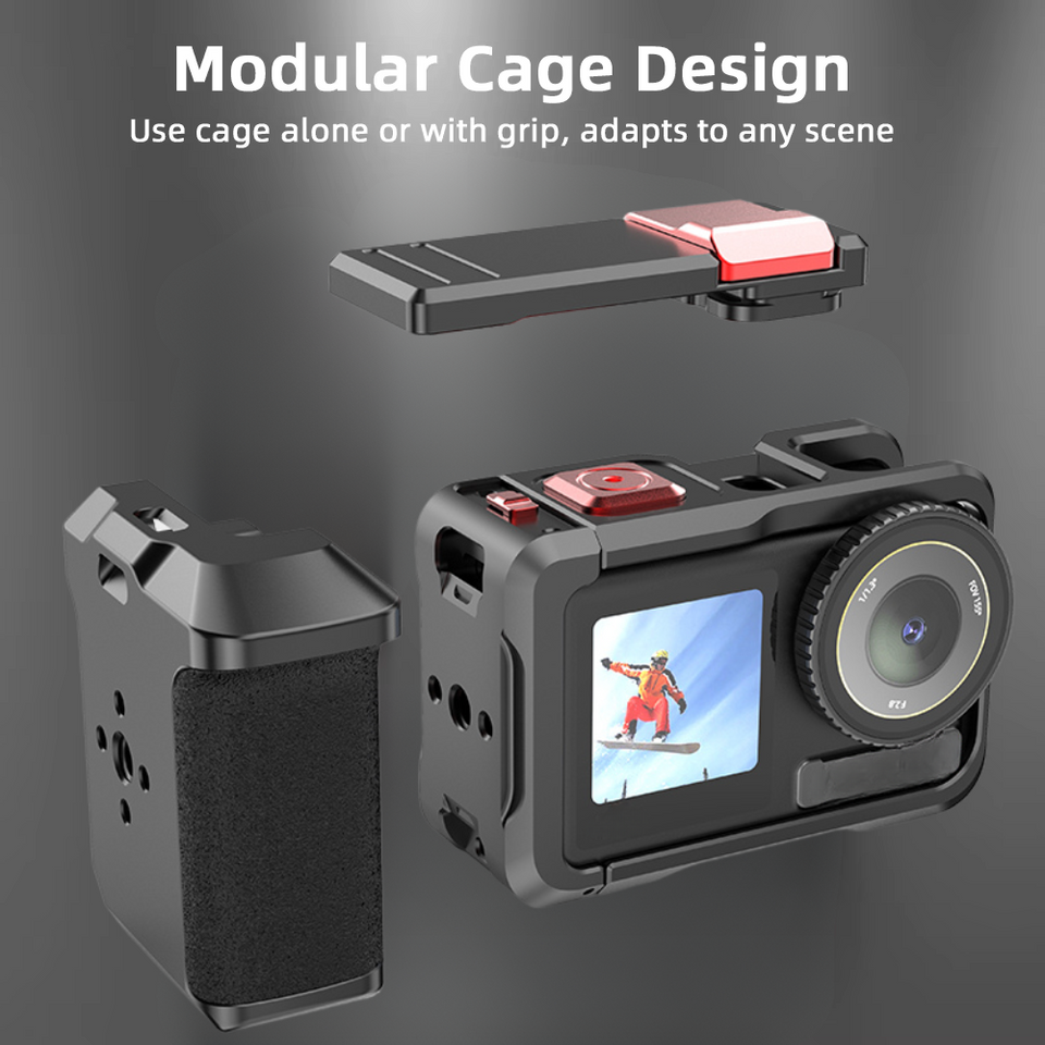 Handheld photography grip with retro cage design