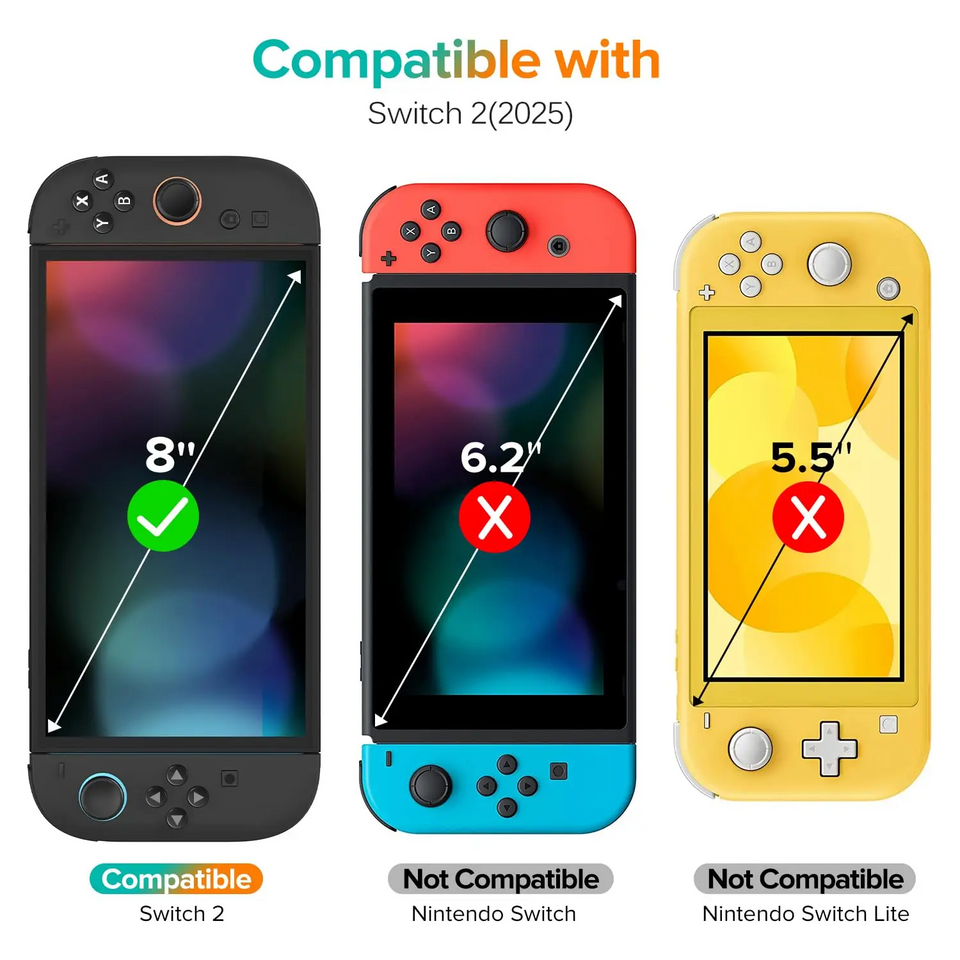 Protective case and tempered glass bundle kit for Nintendo Switch 2 console