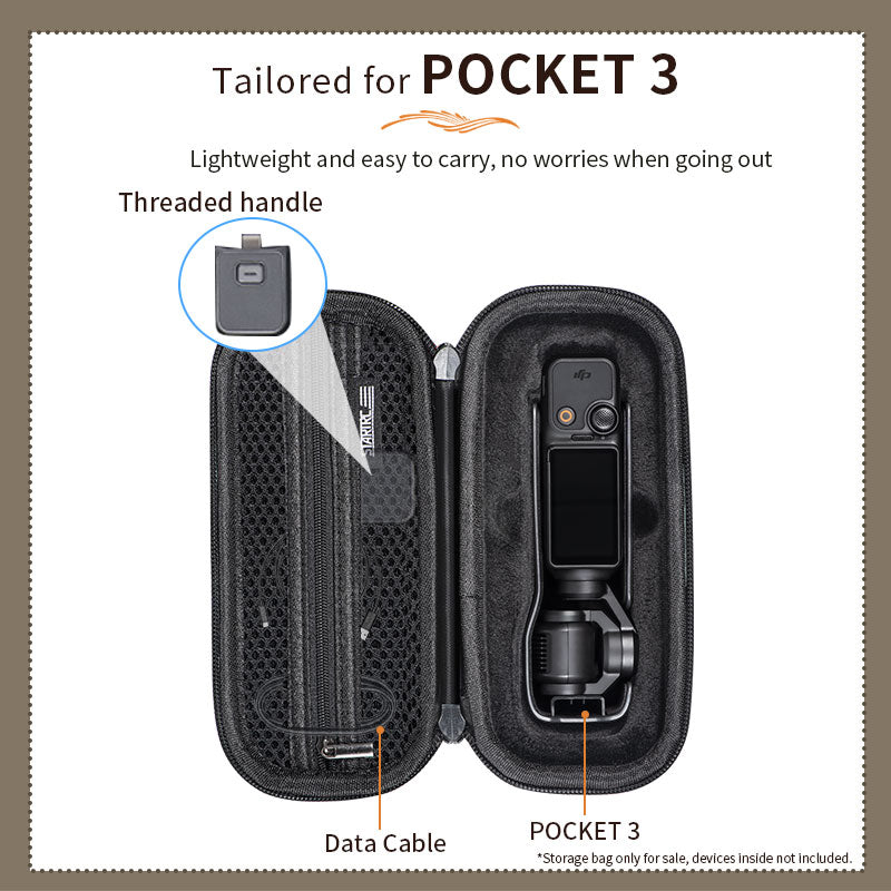 DJI Pocket 3 case, Osmo Pocket 3 bag, camera travel case, gimbal protective case, waterproof camera case, shockproof gimbal case, portable camera bag, Osmo Pocket accessories case, creator combo bag, camera gear organizer, EVA camera case, PU gimbal case, travel camera case, black camera bag, DJI storage case.