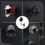 Wall mounted helmet holder for riding gear