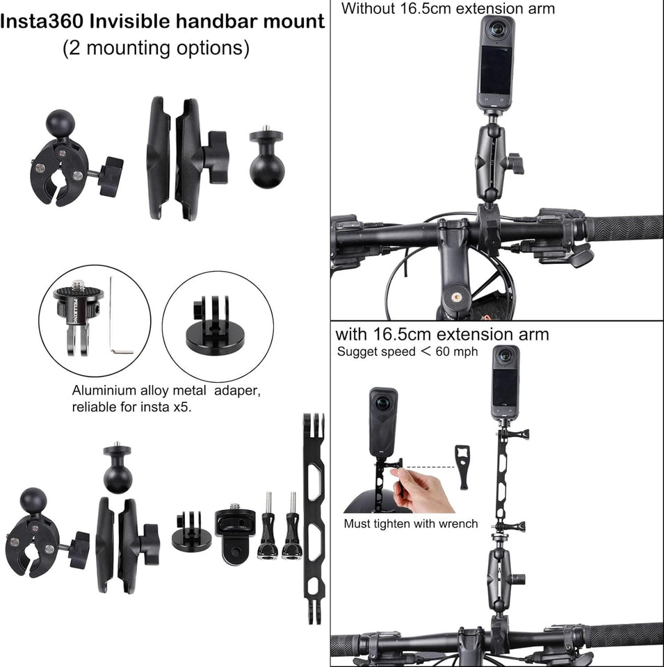 Invisible stick and backpack clip included in Insta360 mount kit