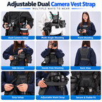 Dual Camera Vest Harness with Breathable Mesh Padding