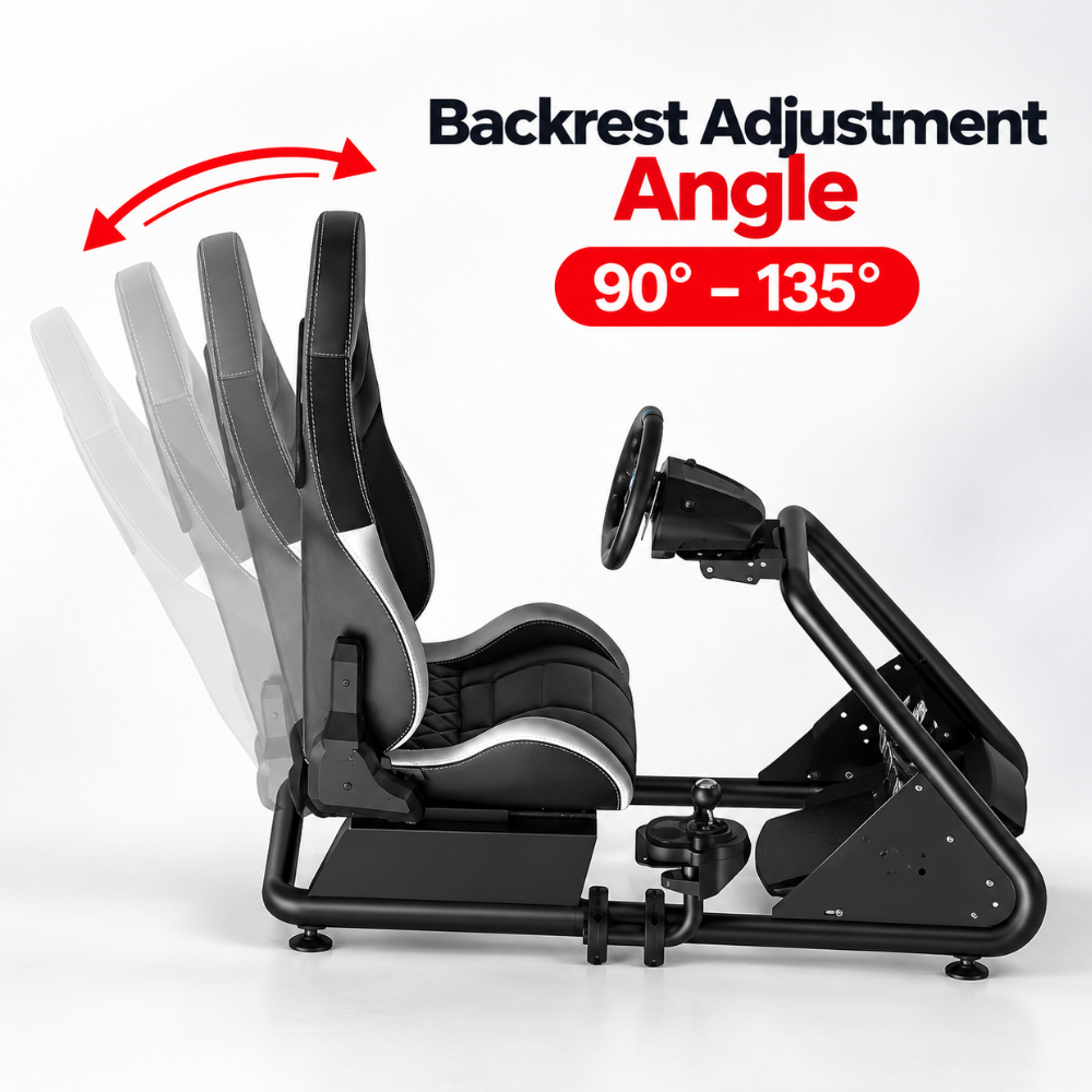 Adjustable Racing Simulator Cockpit with Pedal Mount