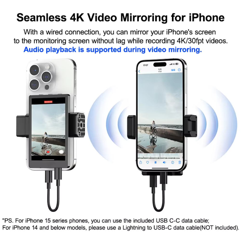 wired wireless selfie monitor screen