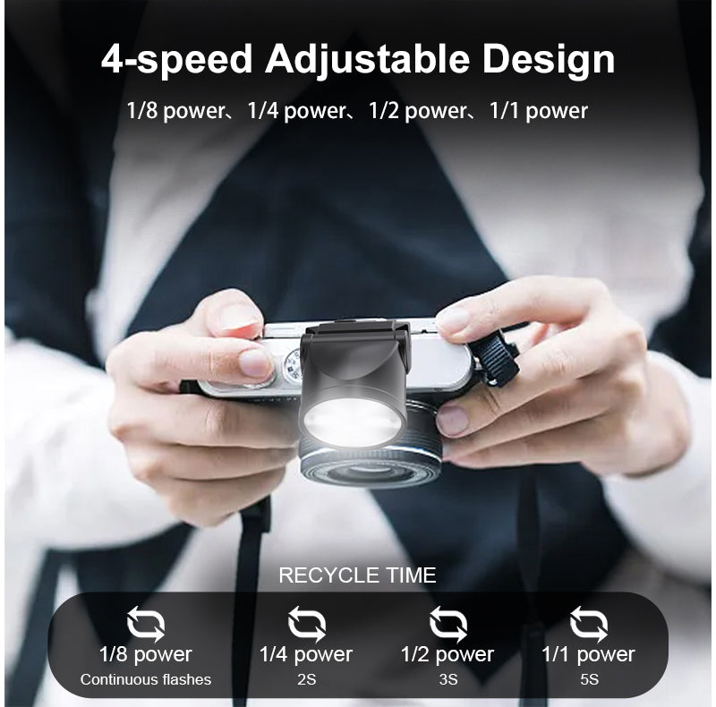 External camera speedlite flash with portable lightweight design