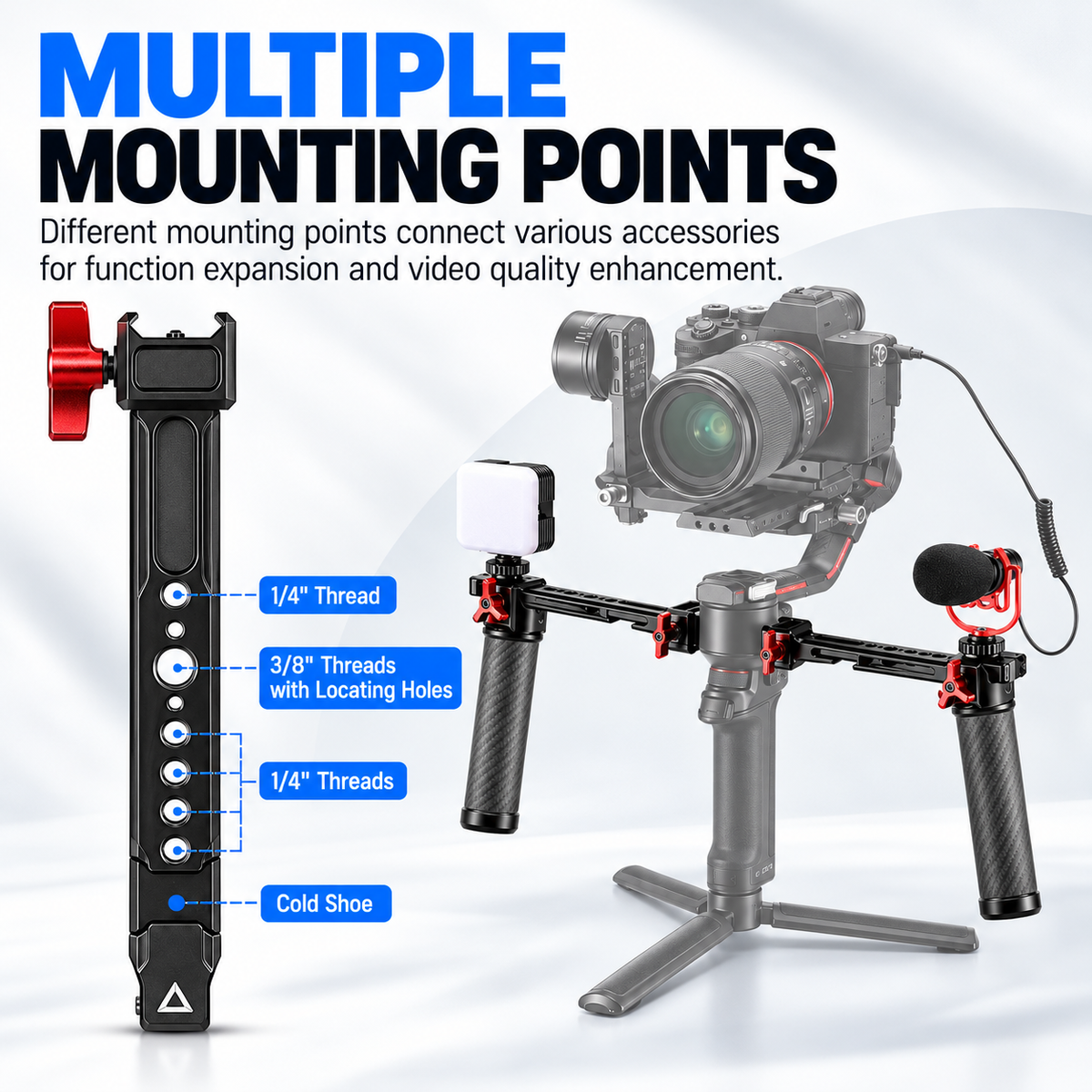Dual handgrip with mini NATO rails for DJI gimbals