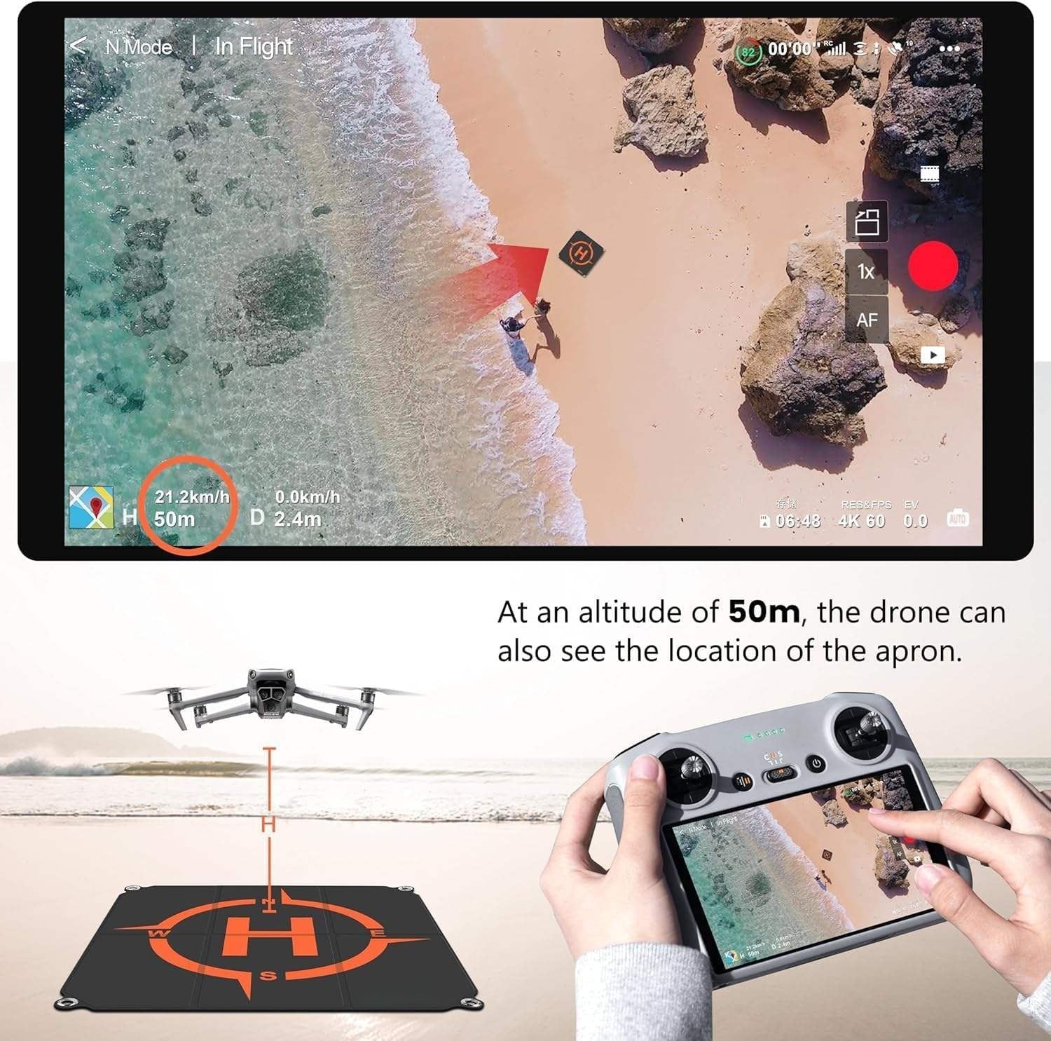 Fast-foldable drone helipad with durable waterproof surface