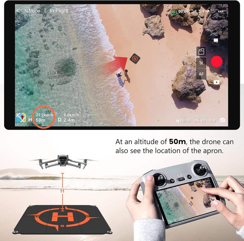Fast-foldable drone helipad with durable waterproof surface