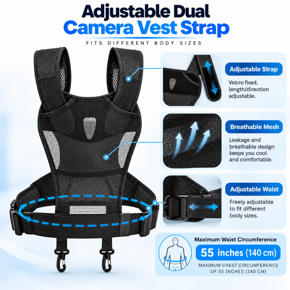 DSLR Camera Vest Strap with Quick Release Plates