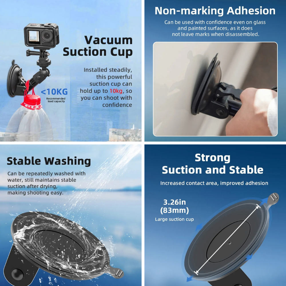 Adjustable car mount for action cameras