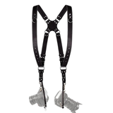 Comfortable leather camera strap with quick release clips