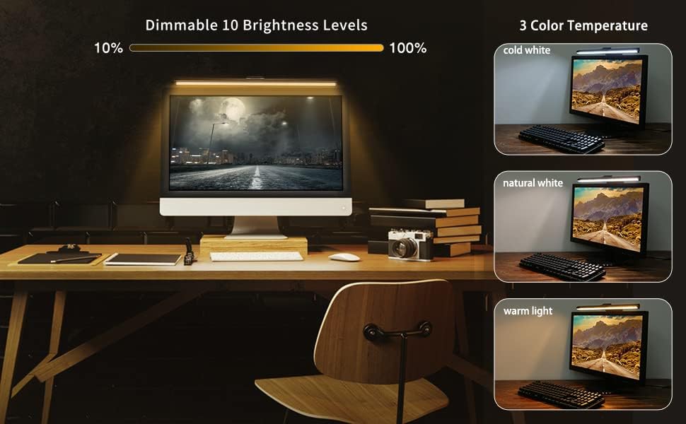 Monitor Light Bar, USB Powered LED Monitor Lamp, Computer Desk Light, e-Reading Monitor Light, PC Gaming Accessories, Dimmable Screen Lamp, Monitor Light For Gaming desk Accessories, kreo light, usb desk lamp keyboard monitor light.